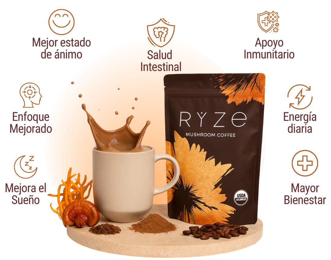 RYZE  ™ Café  de hongos sana tu cuerpo y mente