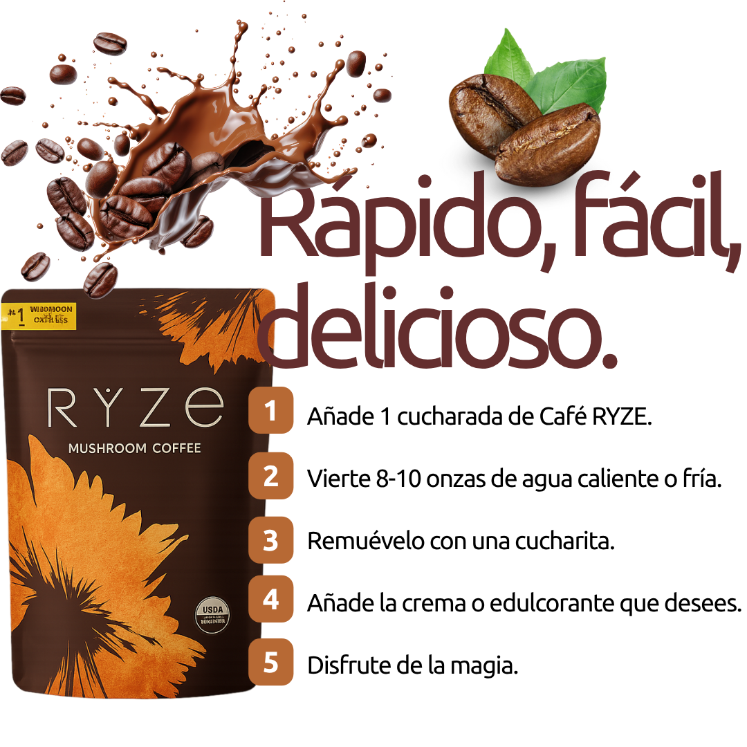 RYZE  ™ Café  de hongos sana tu cuerpo y mente