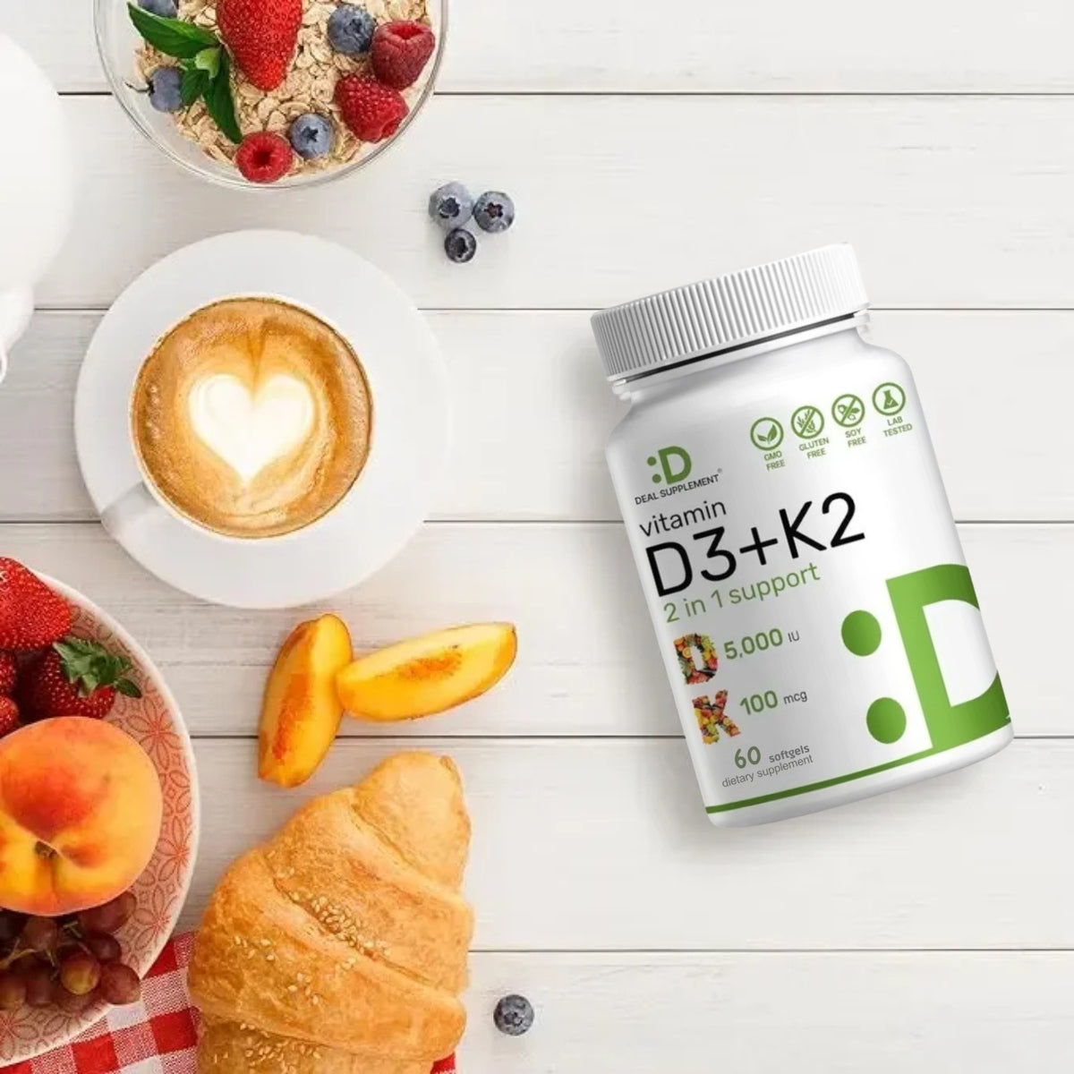 Suplemento de vitamina D3K2 - Alta Potencia
