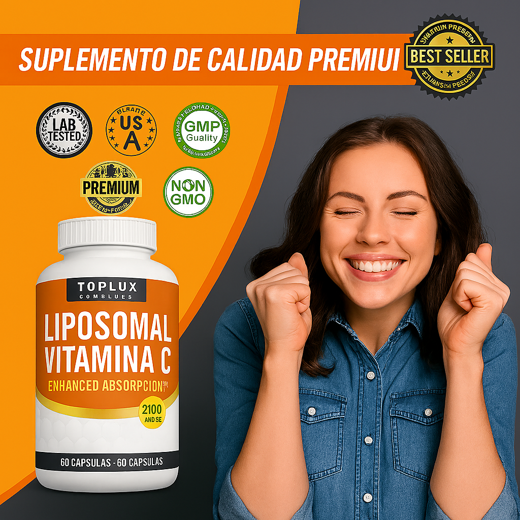 🍊 Vitamina C Liposomal™ – Mejora la Piel, Adiós Varices, Arrugas  y la Menopausia⚡💪 | 60 Cápsulas