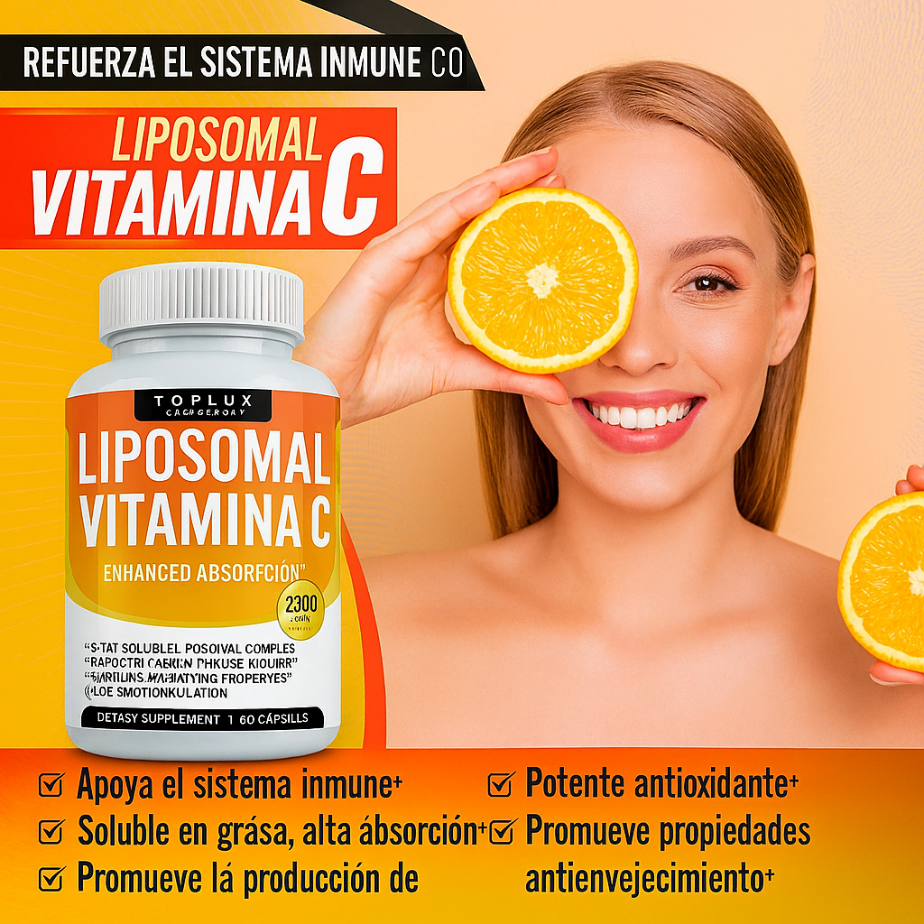 🍊 Vitamina C Liposomal™ – Mejora la Piel, Adiós Varices, Arrugas  y la Menopausia⚡💪 | 60 Cápsulas