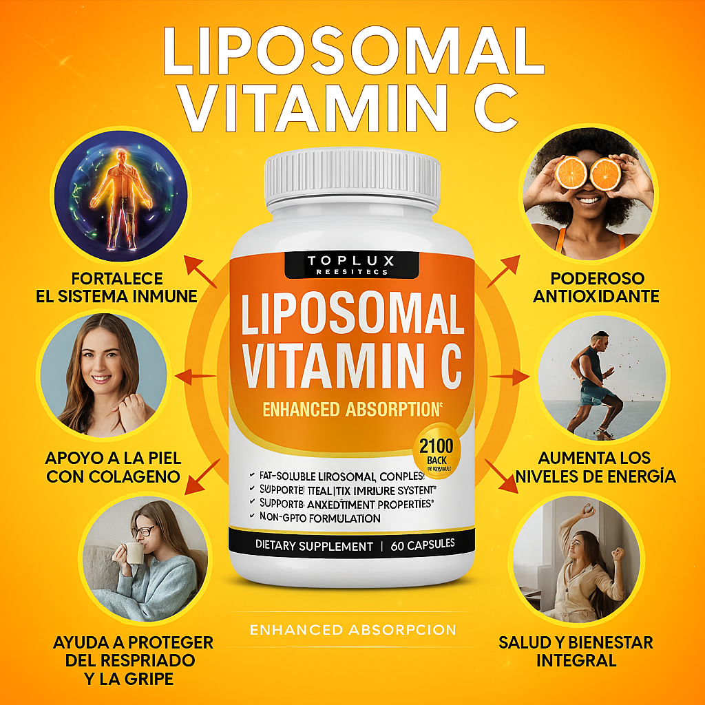 🍊 Vitamina C Liposomal™ – Mejora la Piel, Adiós Varices, Arrugas  y la Menopausia⚡💪 | 60 Cápsulas