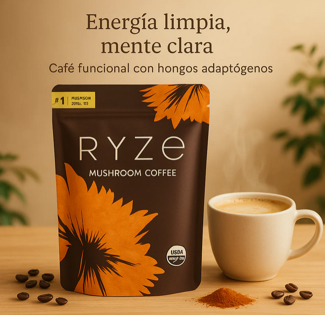 RYZE  ™ Café  de hongos sana tu cuerpo y mente