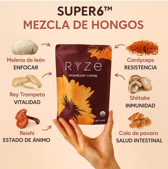 RYZE  ™ Café  de hongos sana tu cuerpo y mente