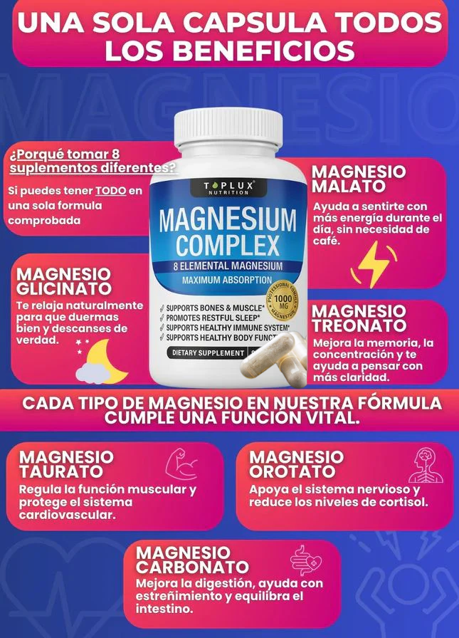 2 x 1 Magnesio Complex™ 8 en 1 - Contiene 60 Cápsulas